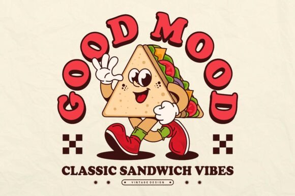 A Retro Cartoon Sandwich Character for Modern Marketing Graphics