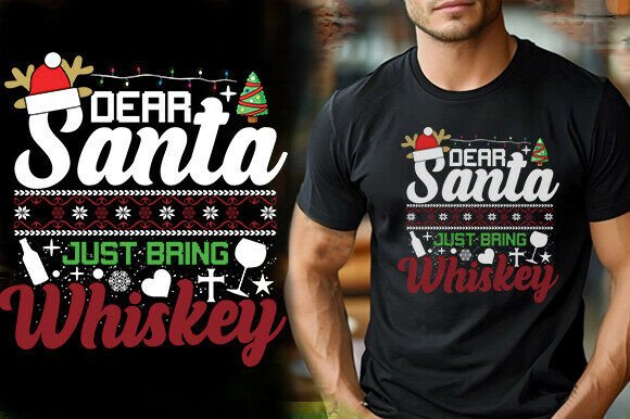 A Whiskey-Loving Santa: Graphics for Festive T-Shirt Designs