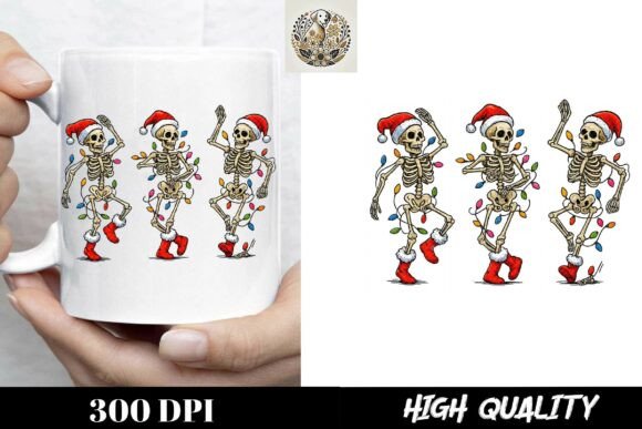 Christmas Dancing Skeleton Lights Graphics for T‑Shirts & Beyond
