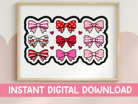 Coquette Bow Sticker Sheet: Graphics & T-Shirt Designs