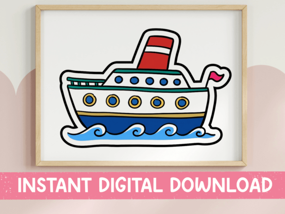 Cute Cruise Ship Sticker SVG for T-Shirt & Graphics