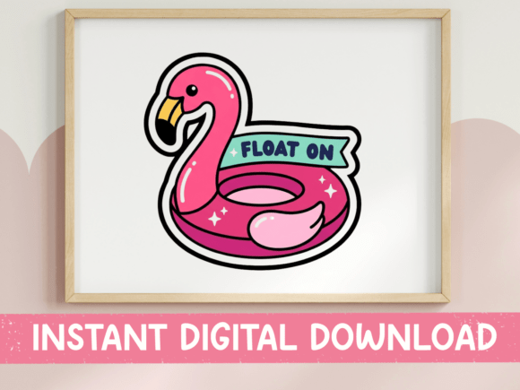 Float on Pink Flamingo Graphics for T-Shirt Designs