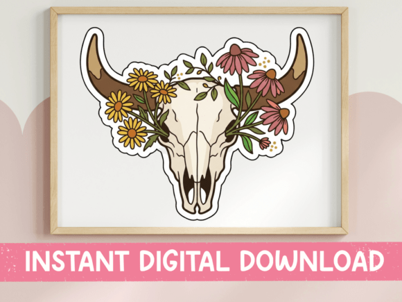 Floral Bull Skull Western Sticker: Graphics & T-Shirt Review