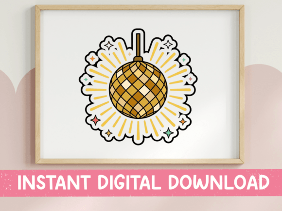 Gold Disco Ball Ornament Sticker Graphics for T-Shirt Designs