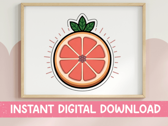 Grapefruit Slice with Leaves Sticker