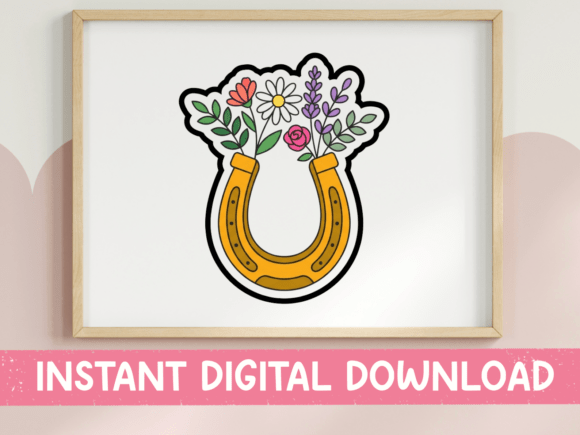 Horseshoe with Wildflowers Sticker Graphics for T-Shirt Designs