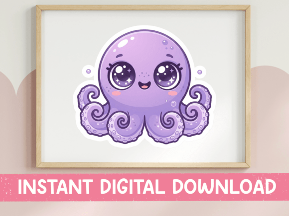 Kawaii Purple Octopus SVG: Playful Graphics & T-Shirt Designs