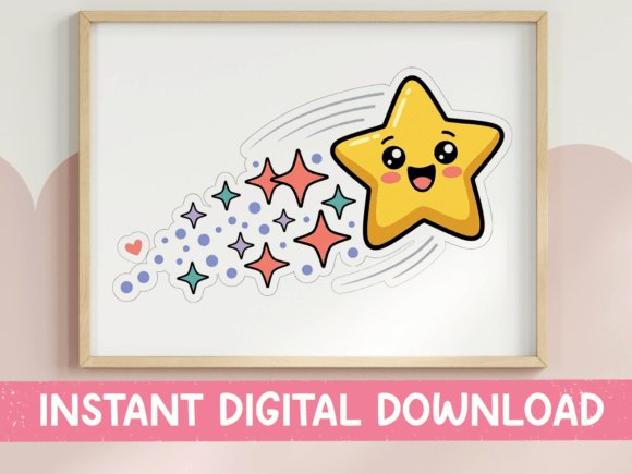 Kawaii Shooting Star Sparkle Graphics for T-Shirt Designs