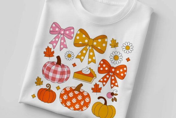 Pumpkin Coquette Glitter Floral Graphics for T-Shirt Designs
