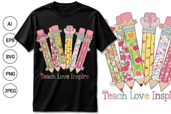 Review: Colorful Pencil Teacher Graphics for T-Shirt Designs