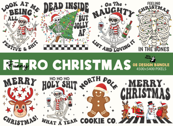 Reviewing the Funny Skeleton Christmas Bundle Graphics for T-Shirt Designs