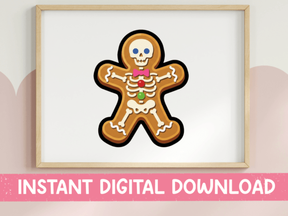 Skeleton Gingerbread Man Sticker: T-Shirt Design Graphics