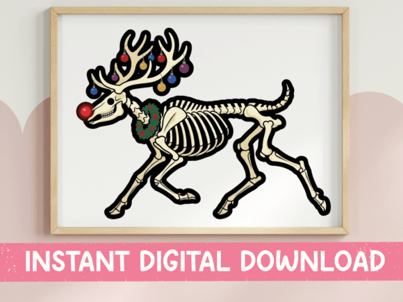 Skeleton Reindeer Graphics for Edgy Holiday T-Shirt Designs