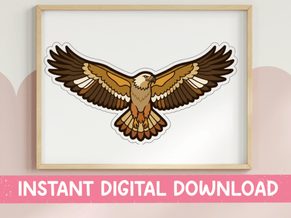 Soaring Hawk Wings Spread Sticker for T-Shirt Designs