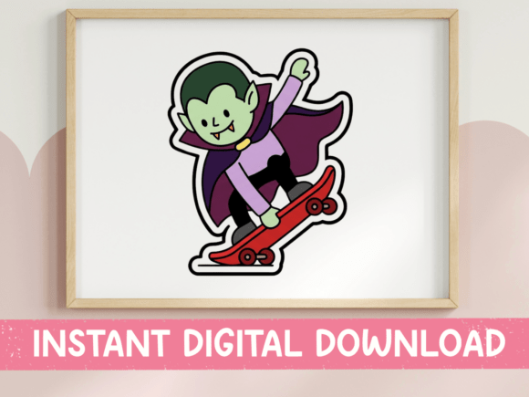 Vampire Skater Sticker: Bold Graphics for T-Shirt Designs
