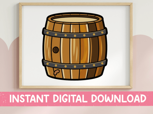 Wooden Barrel Sticker Design: Graphics for T-Shirt Designs